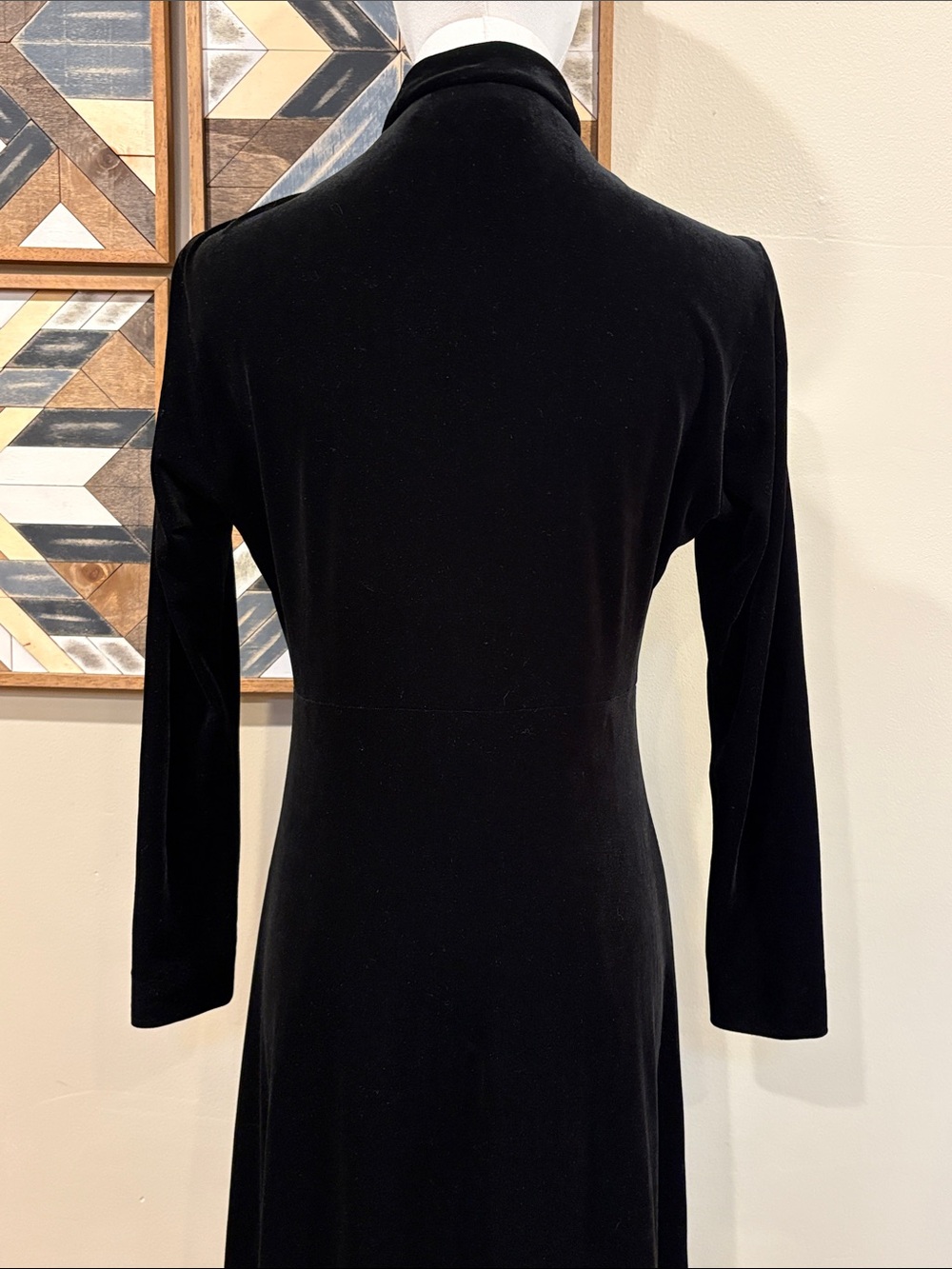 Vintage Ralph Lauren Country 90s Black Velvet Button Down Maxi Dress size Medium - Picture 8 of 14